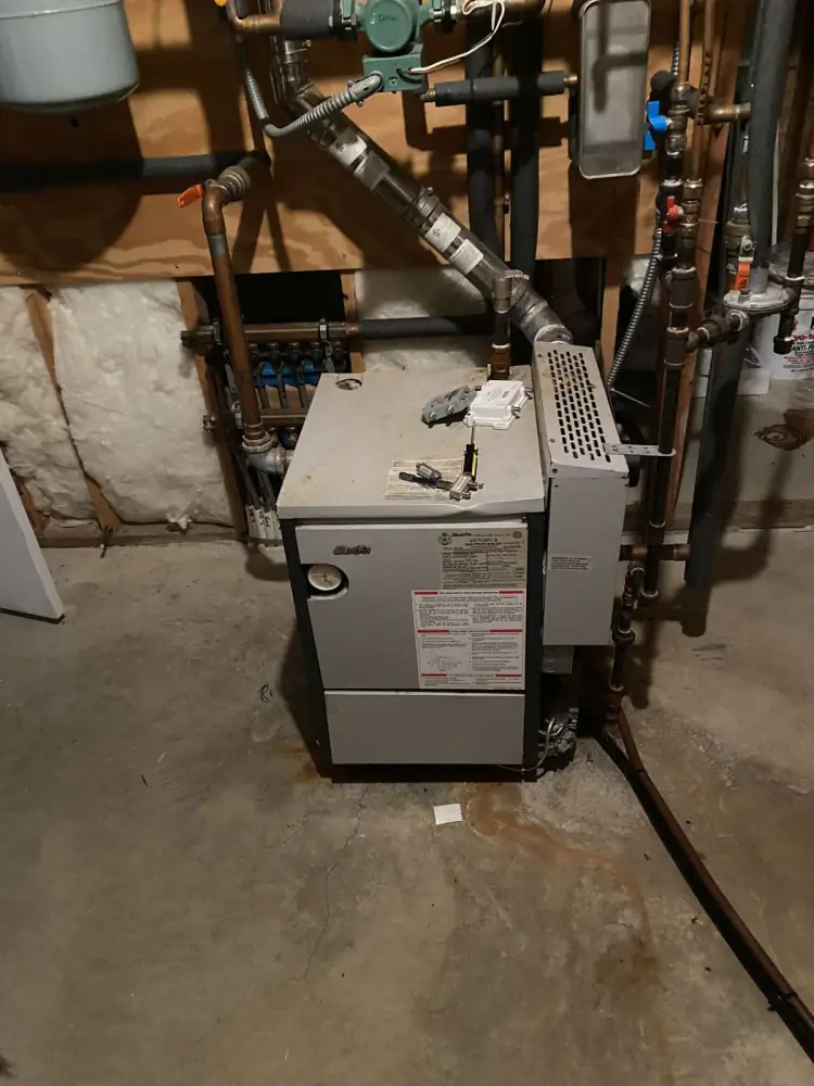 Old boiler before replacement