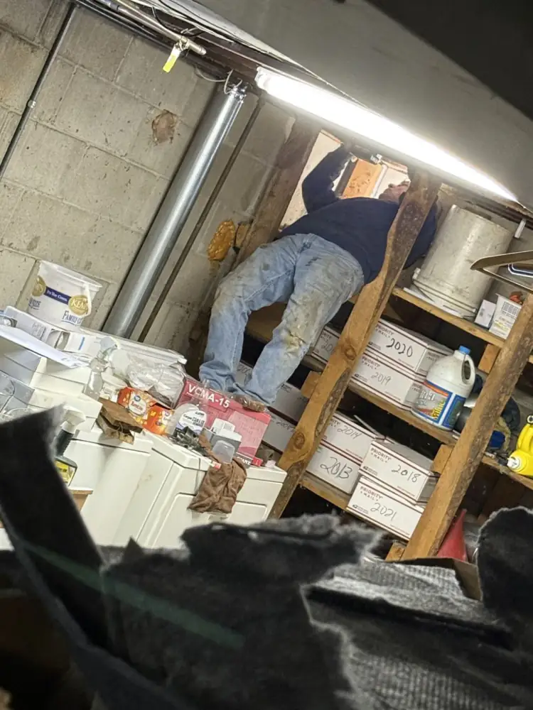 Working in a tight crawlspace